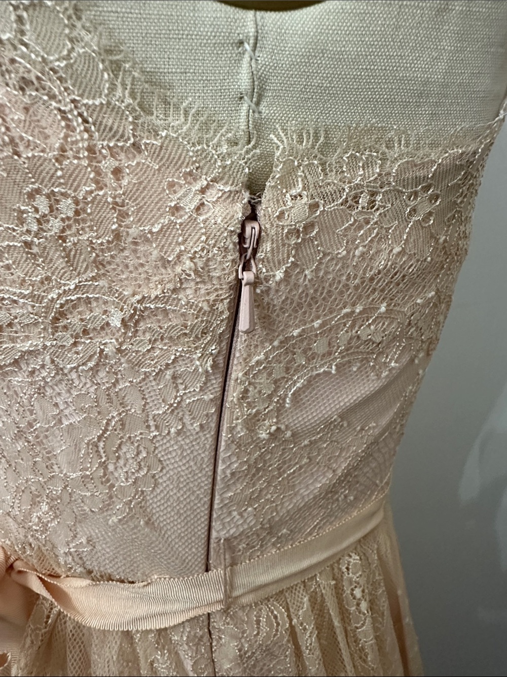 One-Shoulder Lace A-Line Dress in Blush - Picture 6 of 13